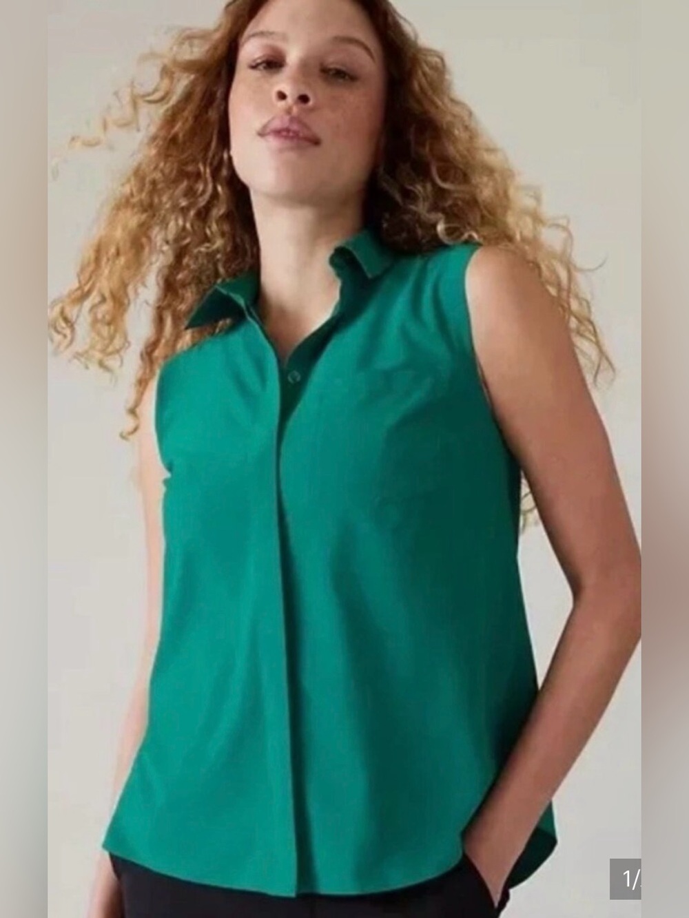 Athleta Everlasting Tank, emerald green, large
